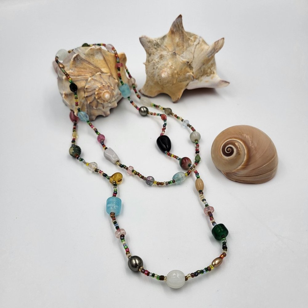 Multi-Coloured with Variety of Glass Beaded Necklace